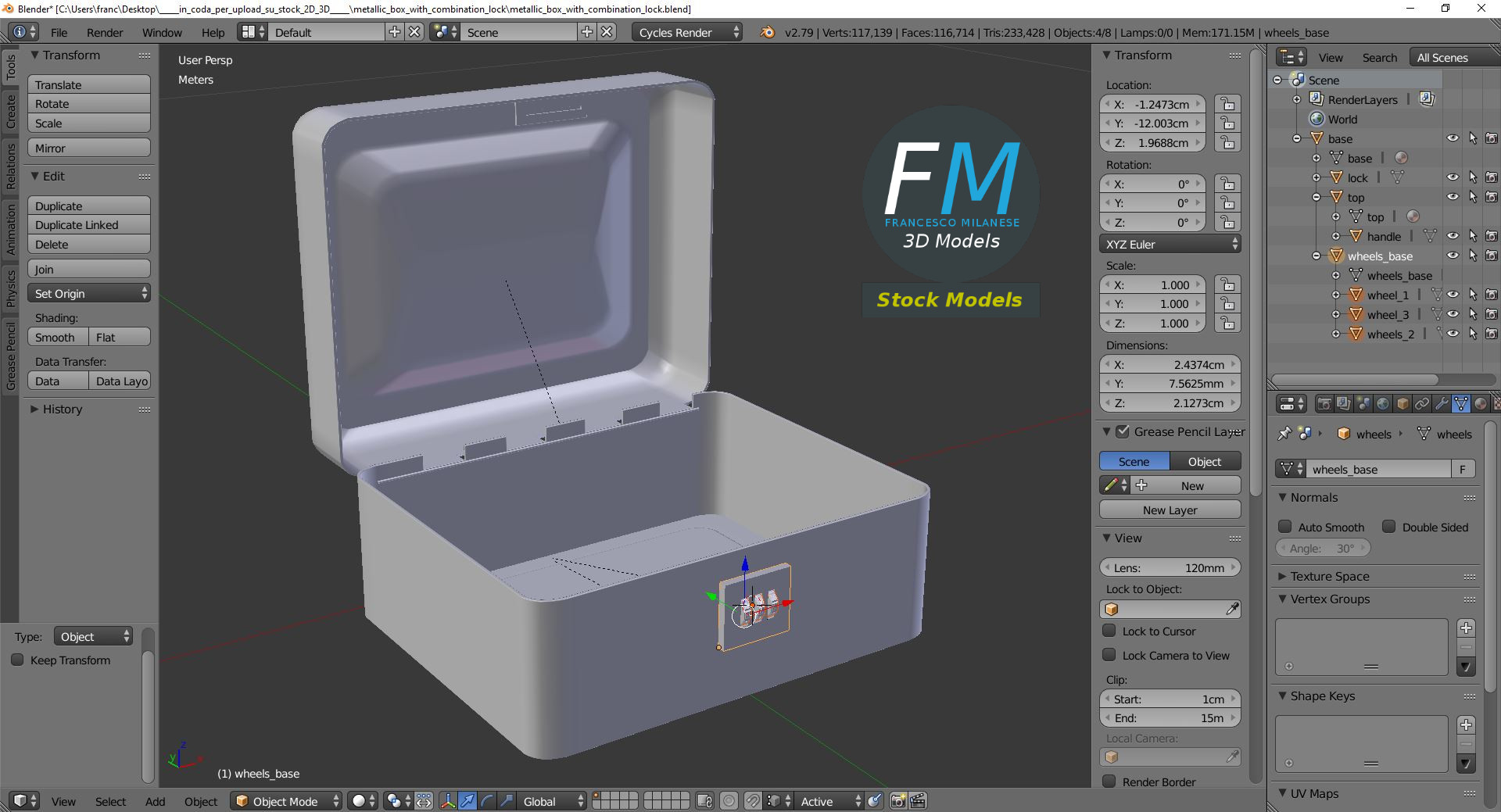 3D-Modell - Metallbox mit Zahlenschloss - 09