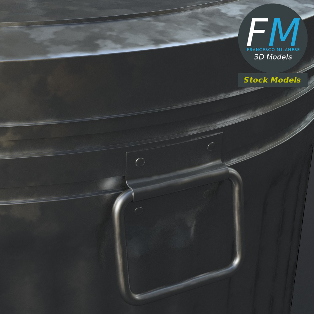3D-Modell - Geschlossener Metallmülleimer - 05