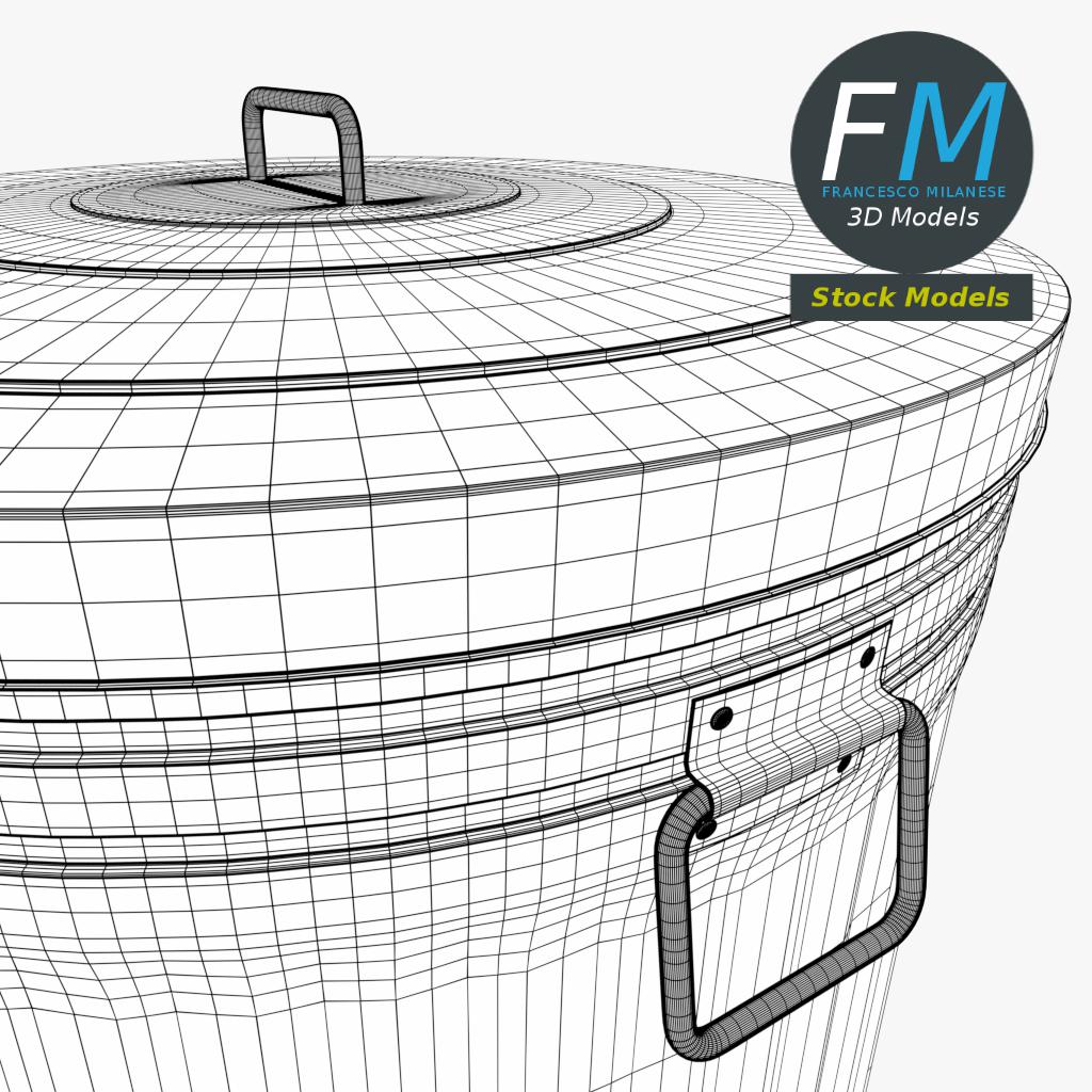 3D-Modell - Geschlossener Metallmülleimer - 08