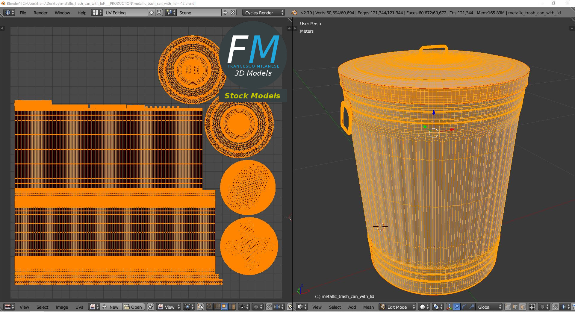 3D-Modell - Geschlossener Metallmülleimer - 10