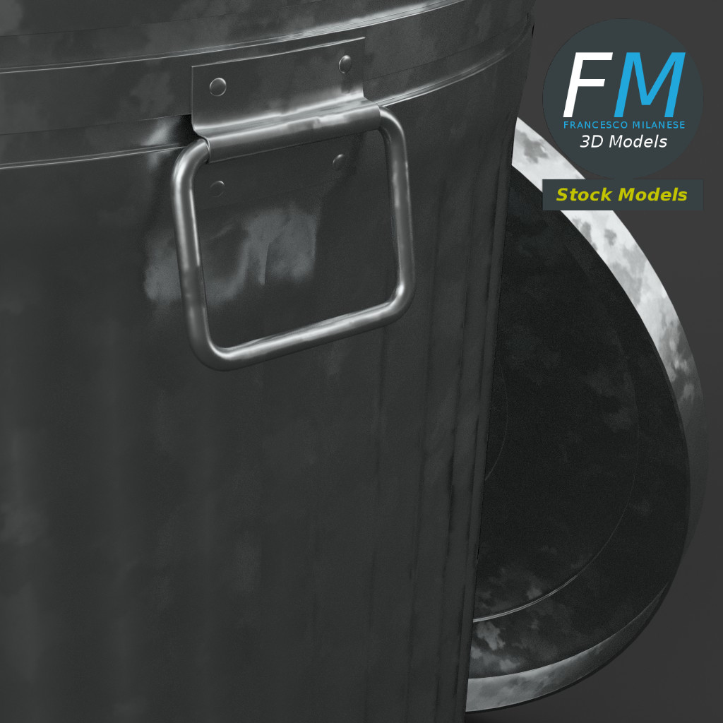 3D-Modell - Metallmülleimer mit Deckel - 05