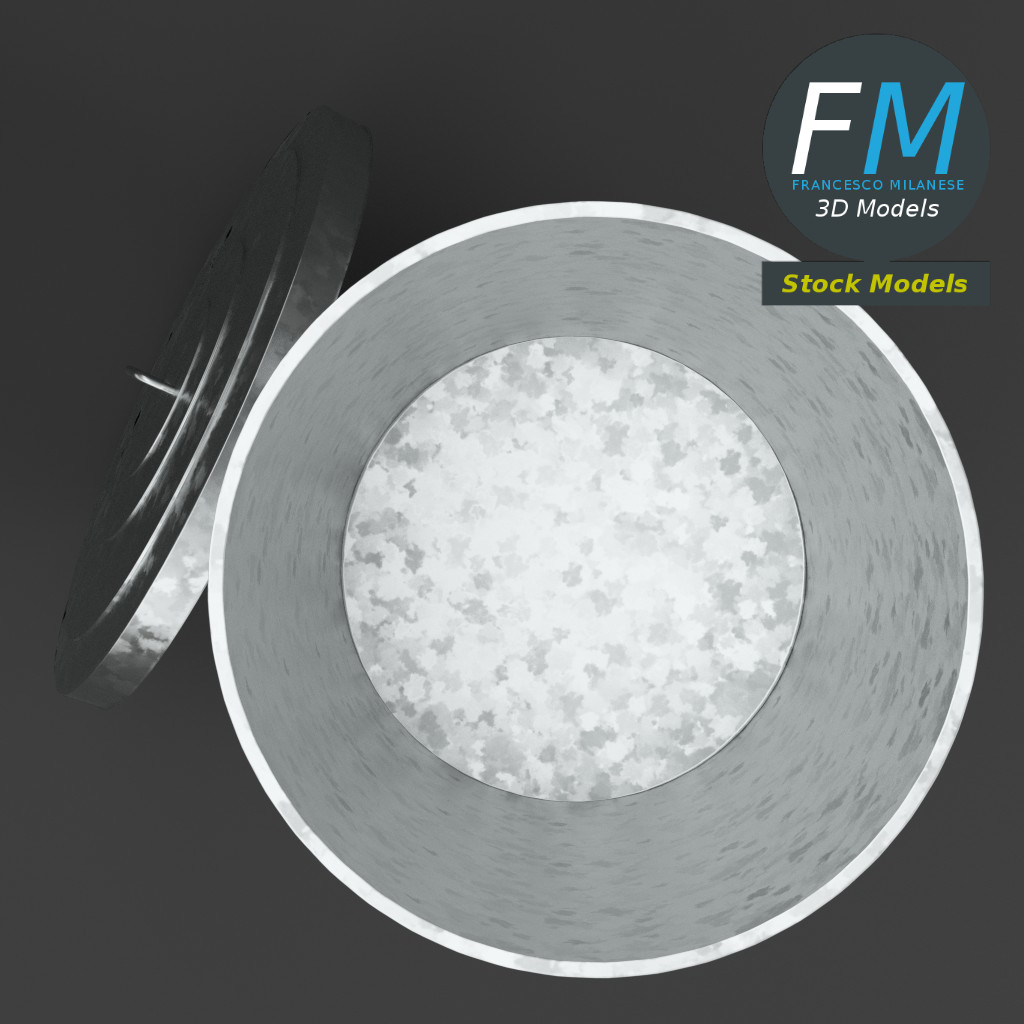 3D-Modell - Metallmülleimer mit Deckel - 06