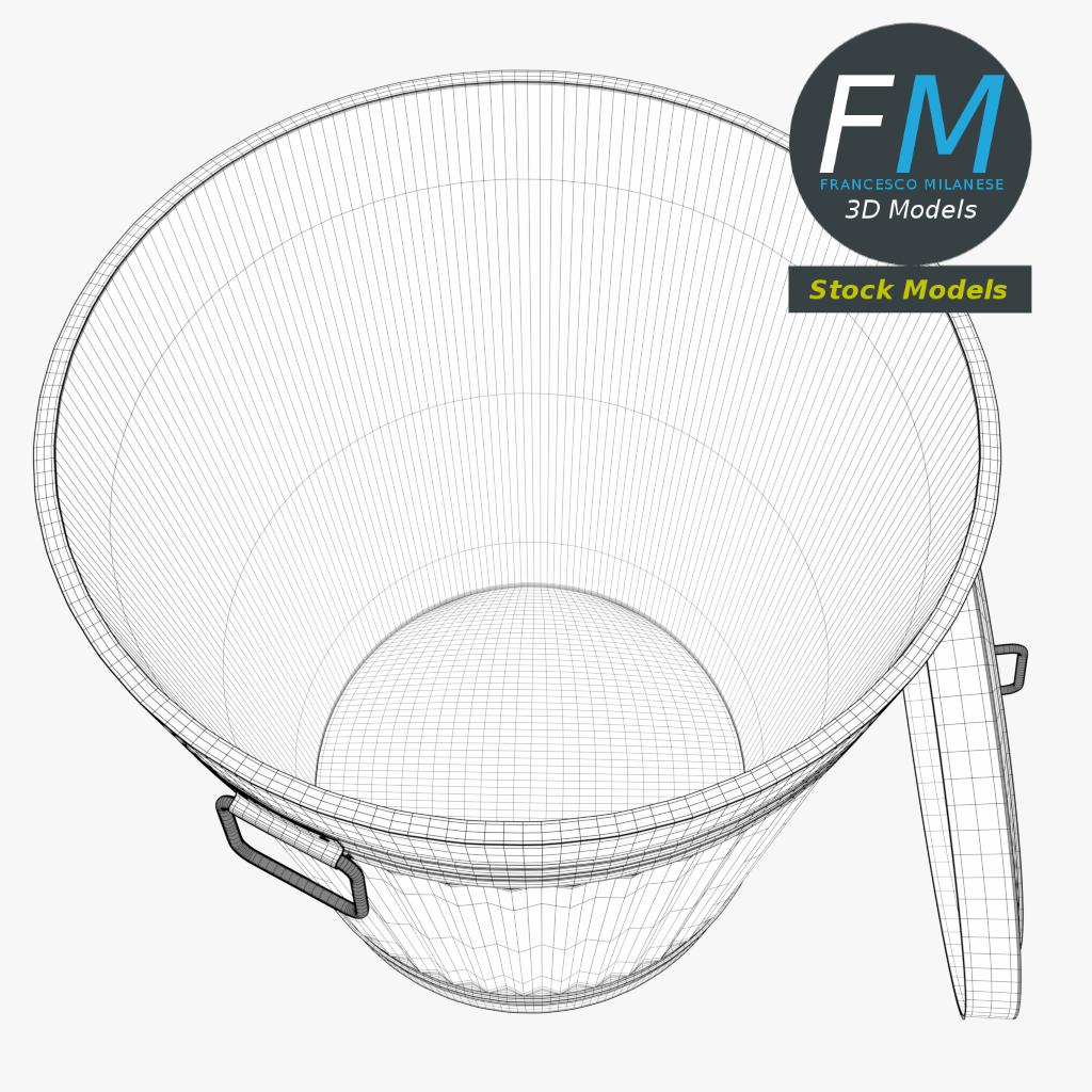 3D-Modell - Metallmülleimer mit Deckel - 08