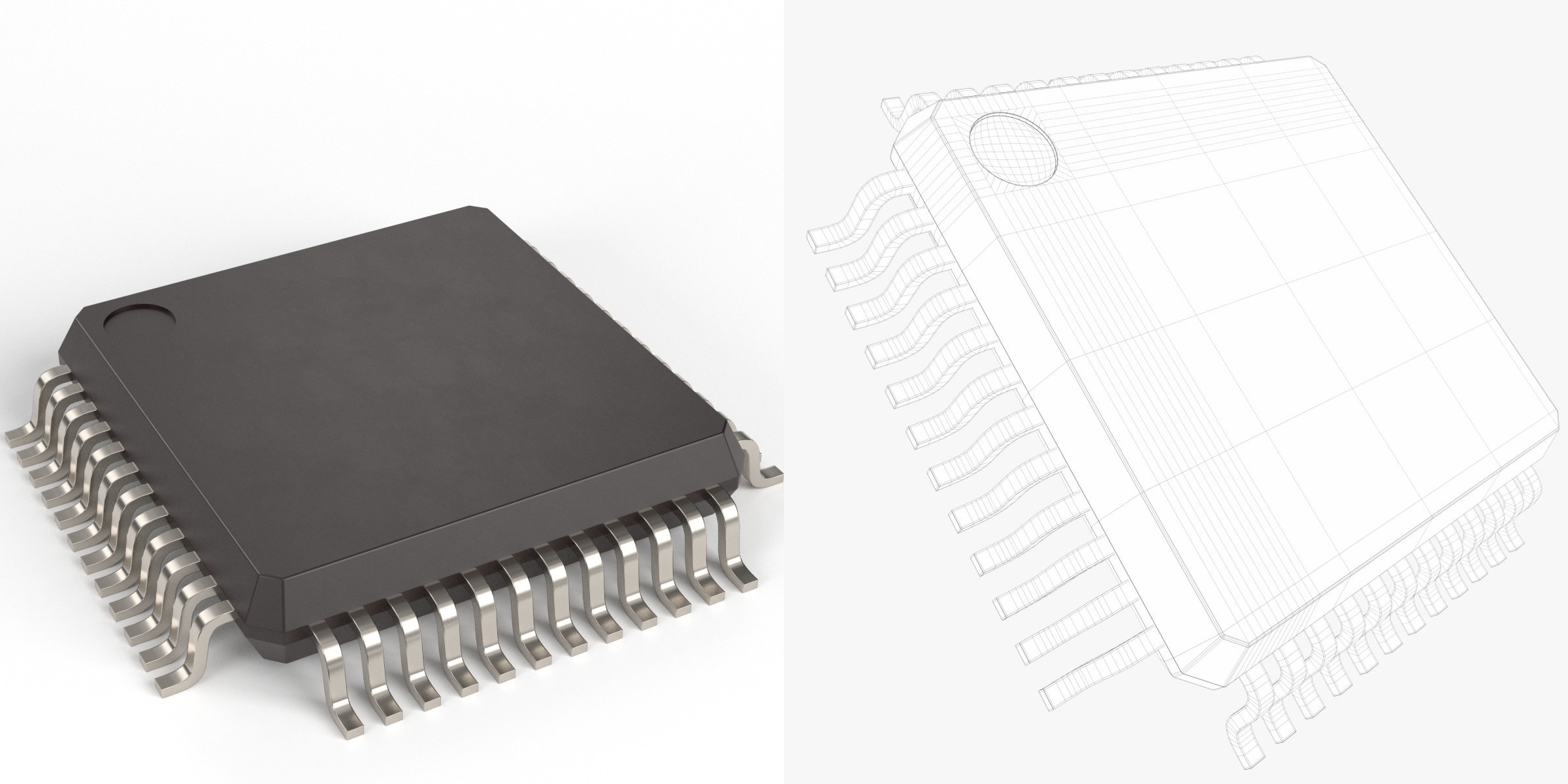 3D-Modell - 48-Pin-Mikrocontroller-Chip