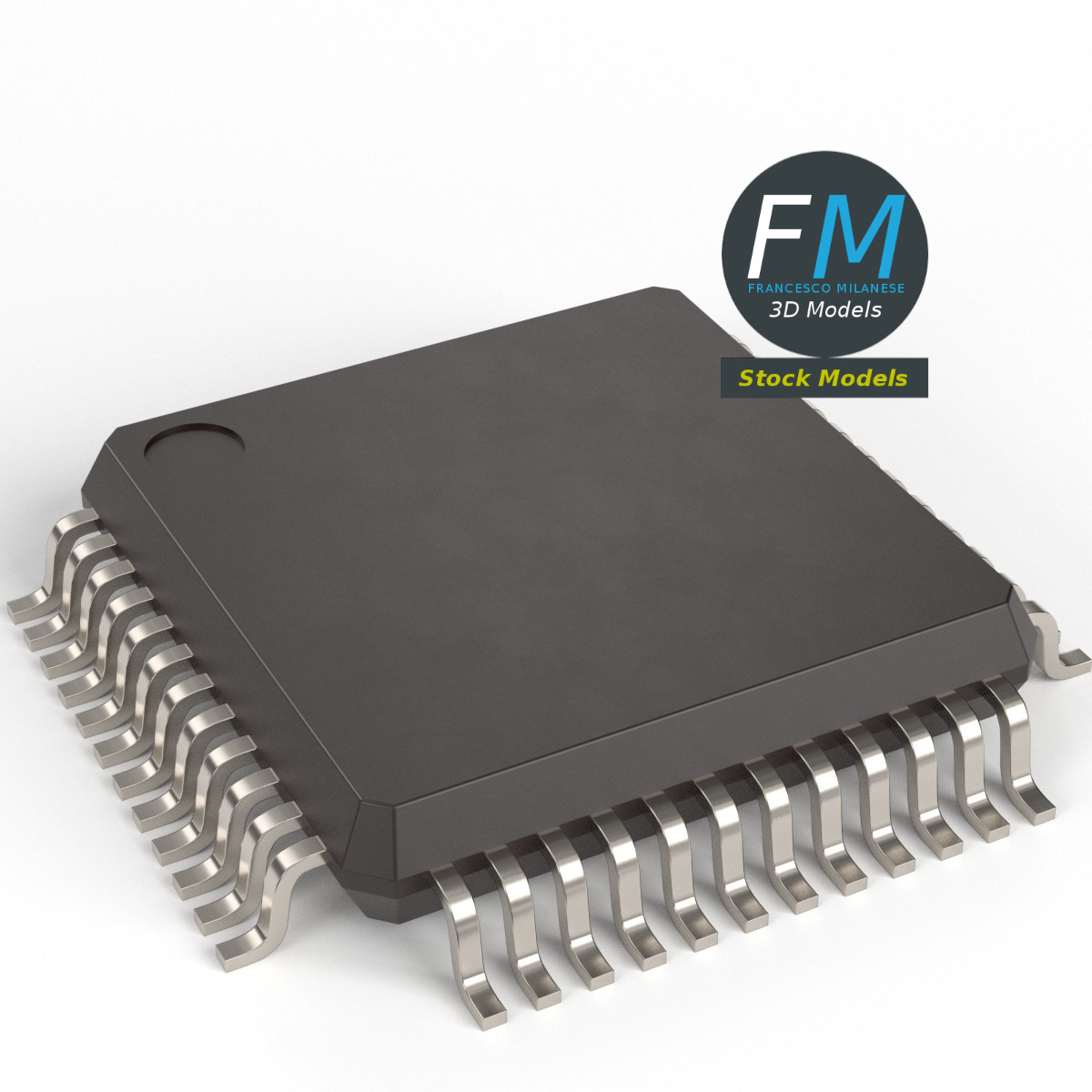 3D-Modell - 48-Pin-Mikrocontroller-Chip - 01