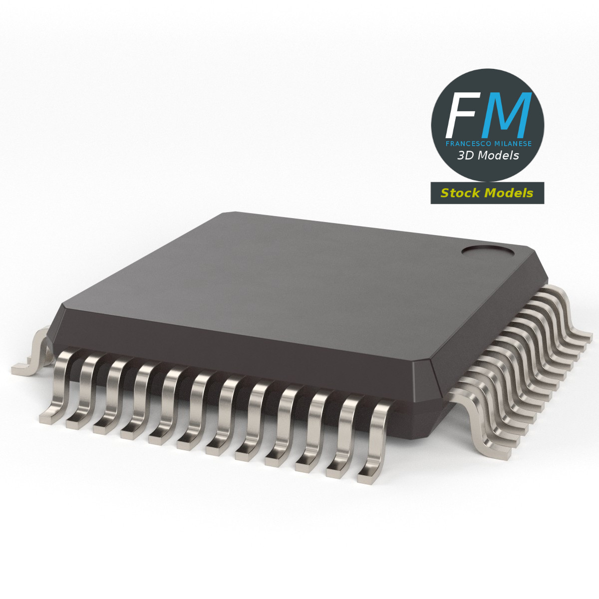 3D-Modell - 48-Pin-Mikrocontroller-Chip - 02
