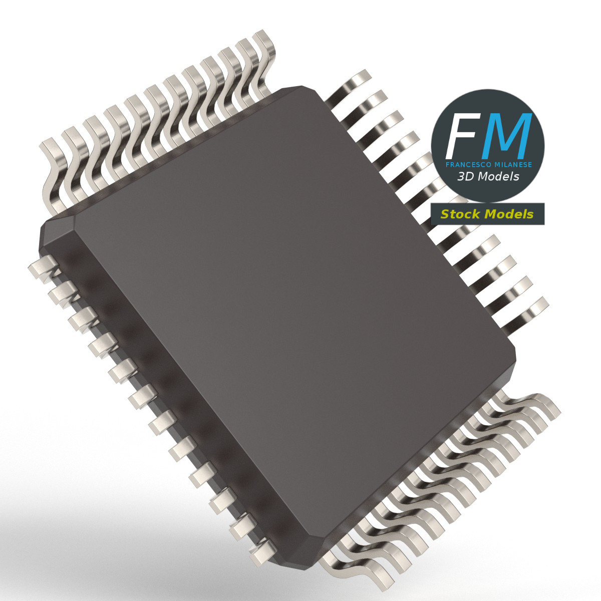 3D-Modell - 48-Pin-Mikrocontroller-Chip - 04