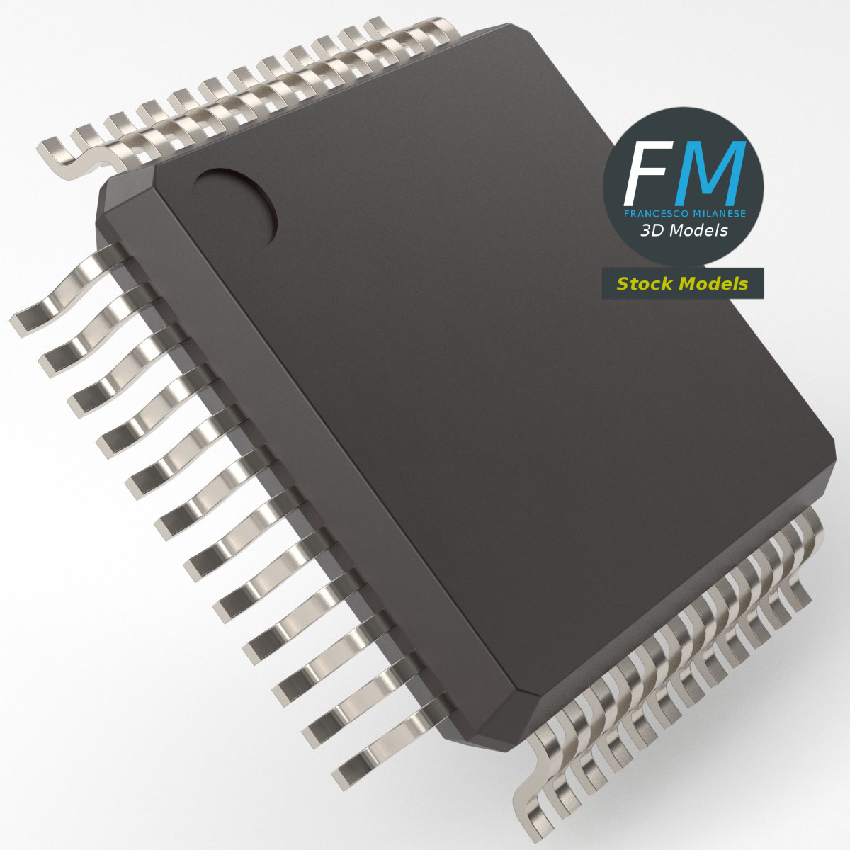3D-Modell - 48-Pin-Mikrocontroller-Chip - 05