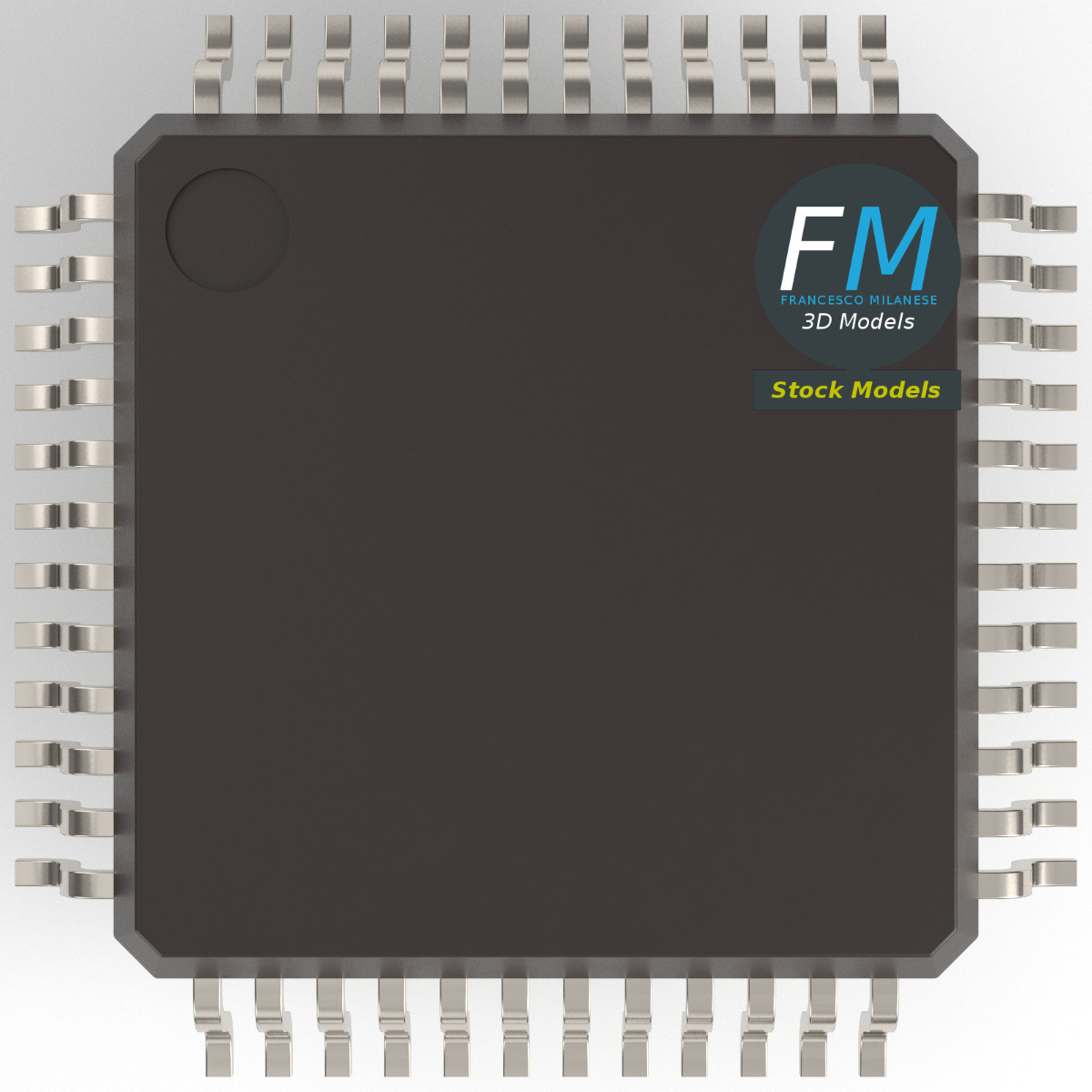 3D-Modell - 48-Pin-Mikrocontroller-Chip - 06