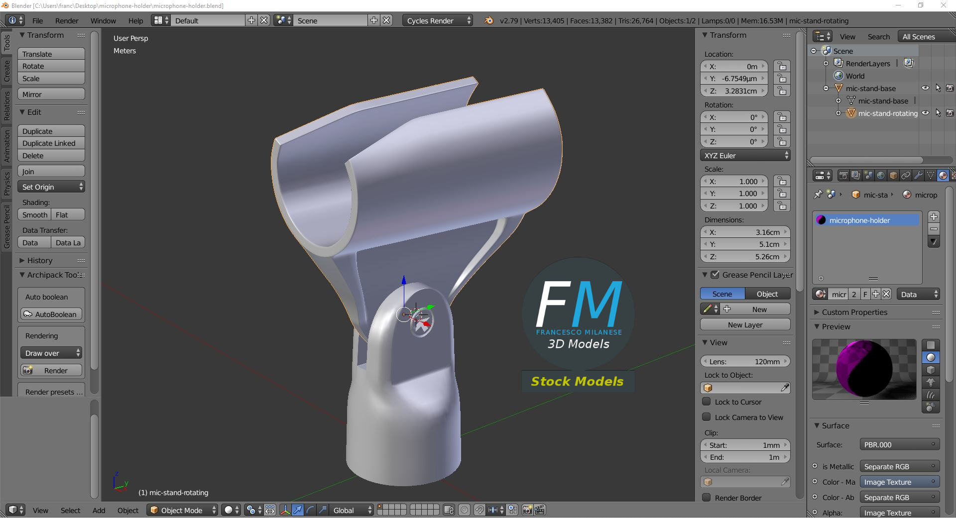 3D-Modell - Verstellbare Mikrofonhalterung - 09
