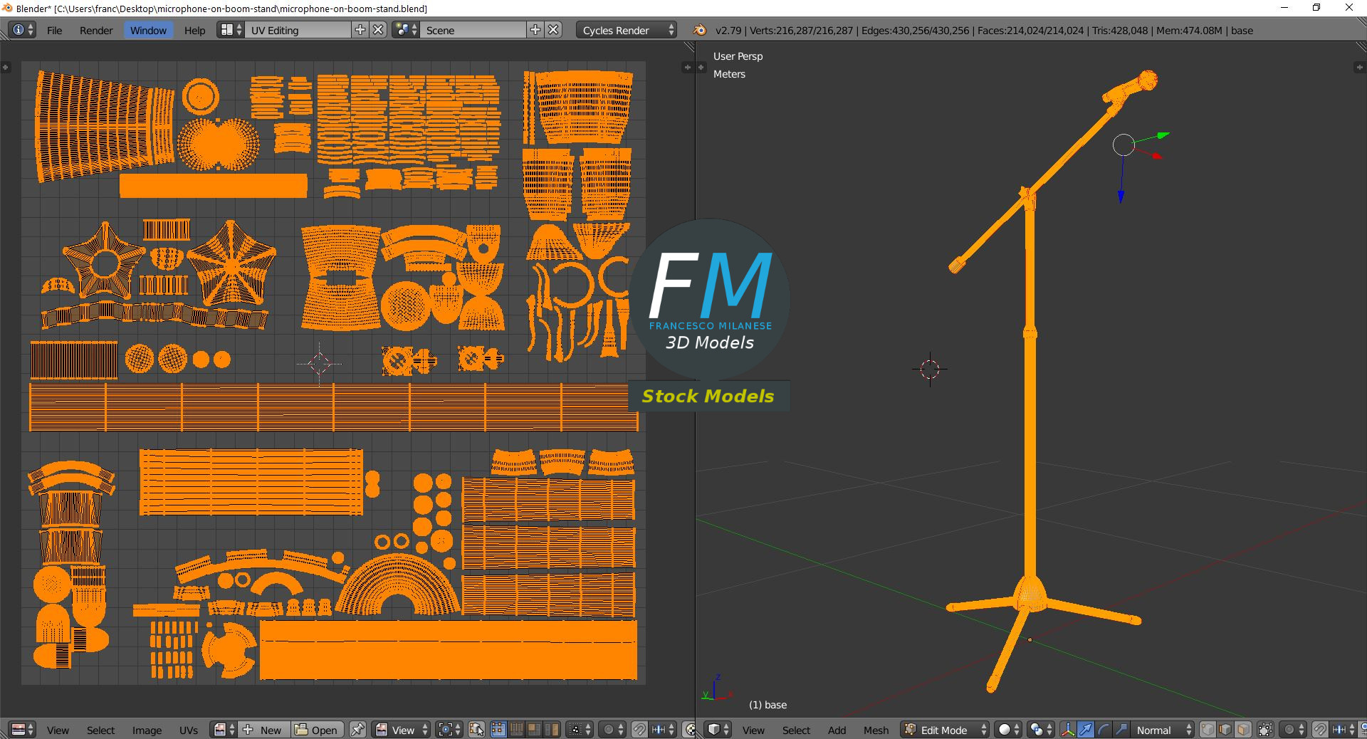 3D-Modell - Mikrofon auf Galgenstativ - 10