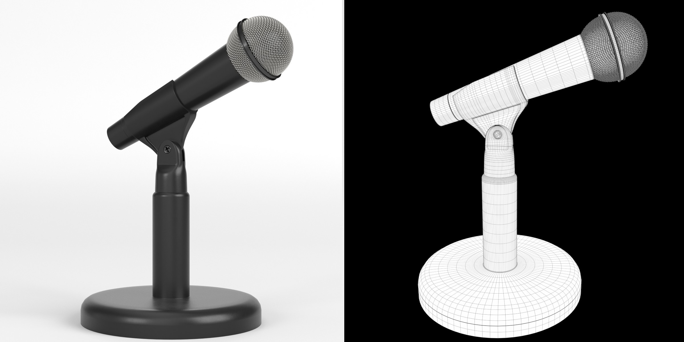 3D-Modell - Mikrofon auf Rundem Tischständer