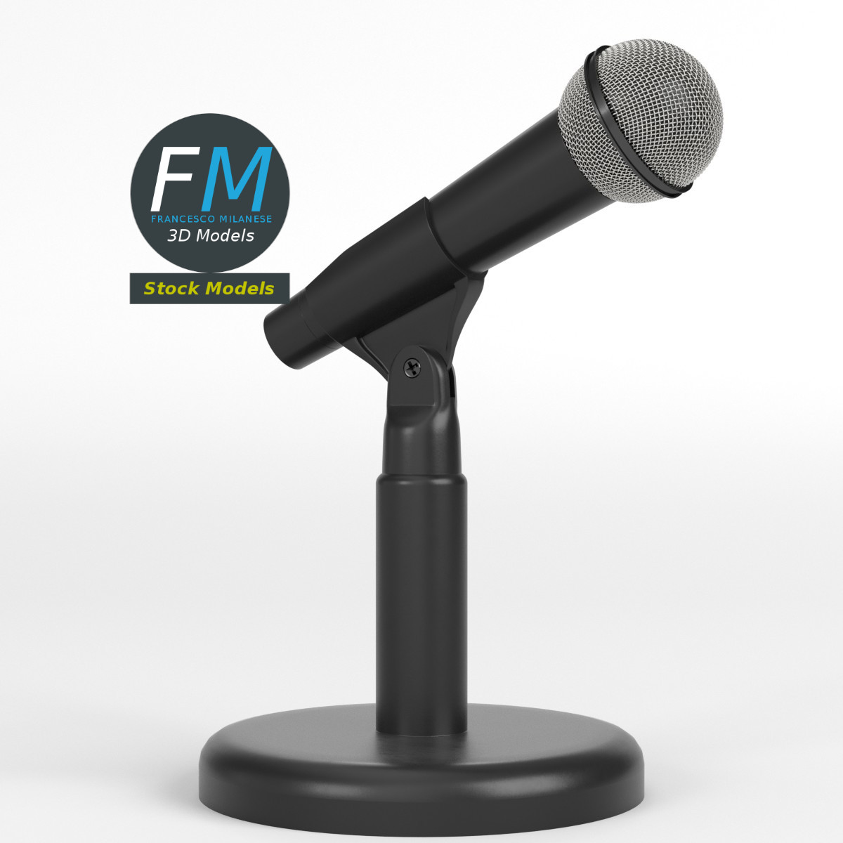 3D-Modell - Mikrofon auf Rundem Tischständer - 01