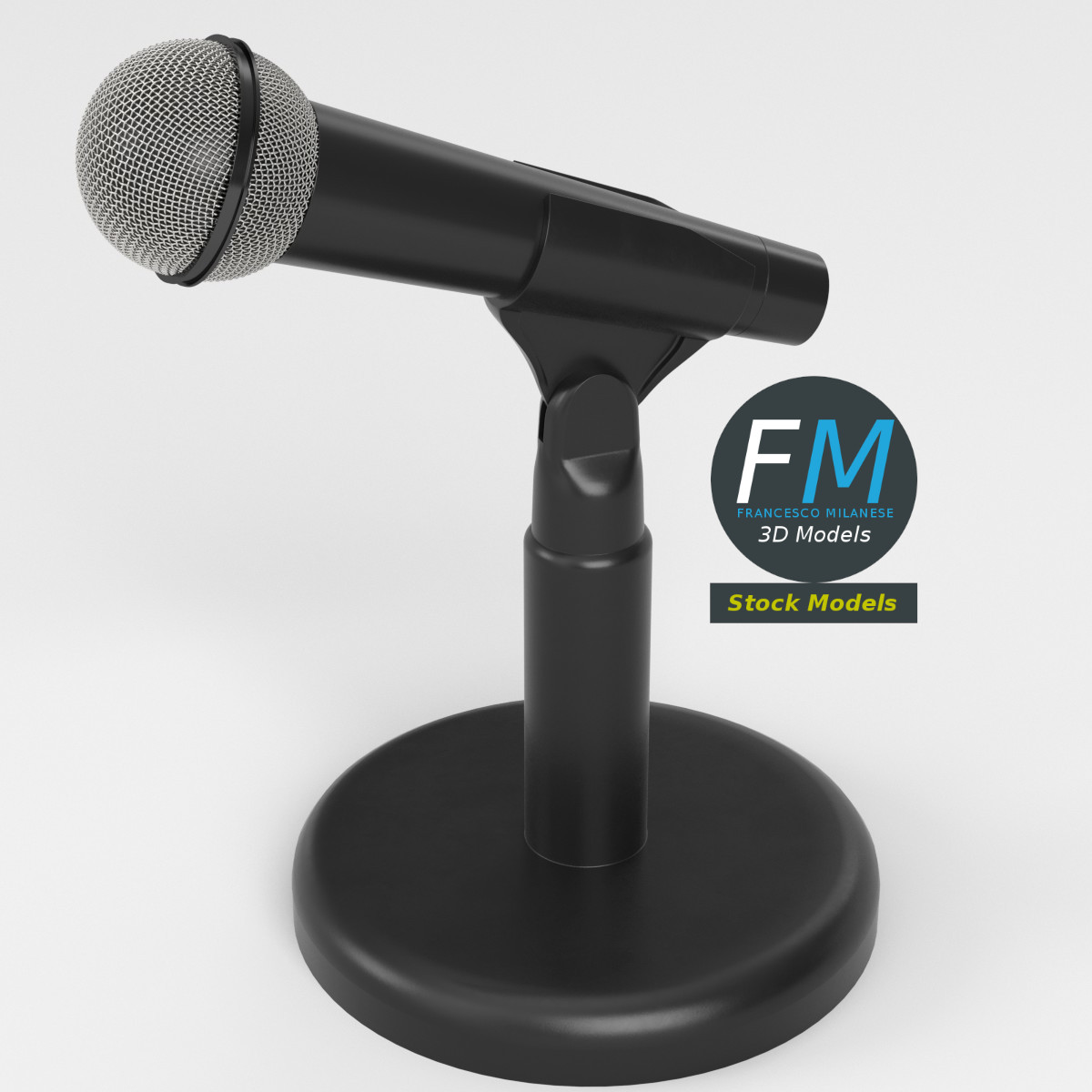 3D-Modell - Mikrofon auf Rundem Tischständer - 02