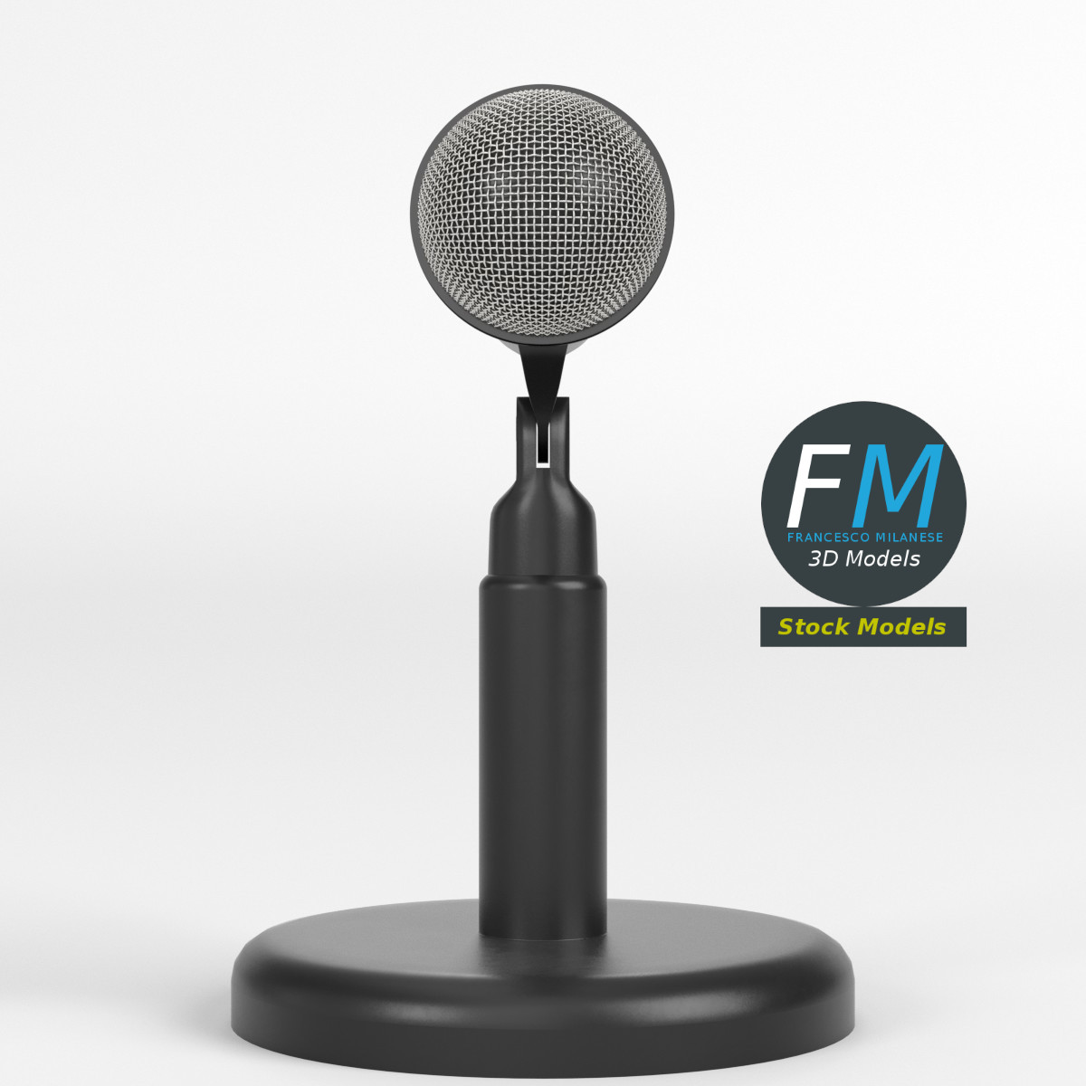 3D-Modell - Mikrofon auf Rundem Tischständer - 03