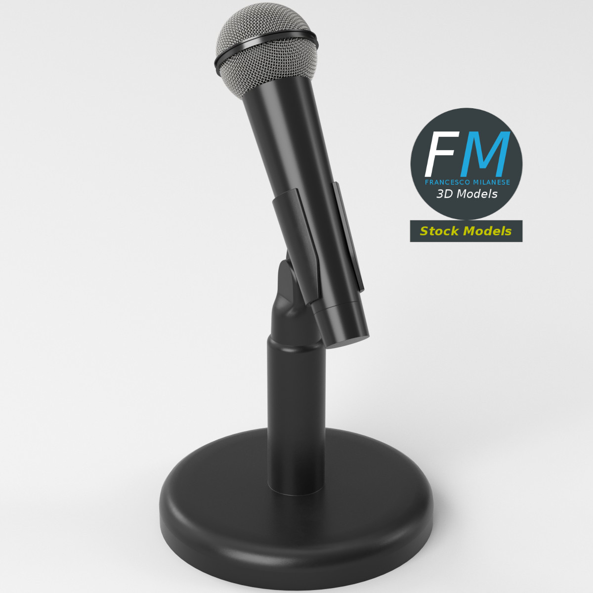 3D-Modell - Mikrofon auf Rundem Tischständer - 05