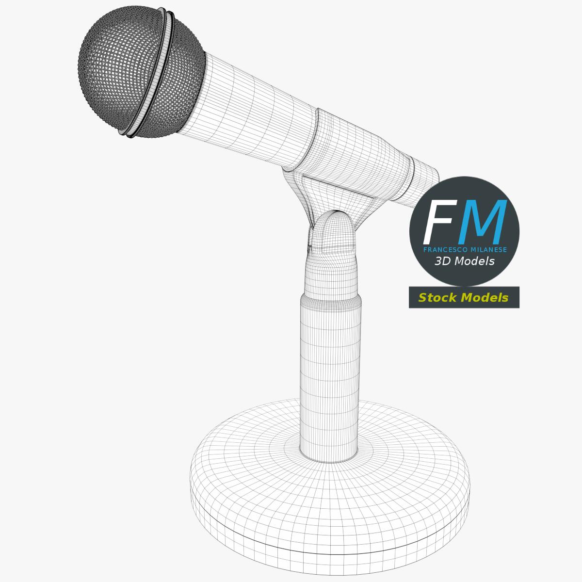 3D-Modell - Mikrofon auf Rundem Tischständer - 07