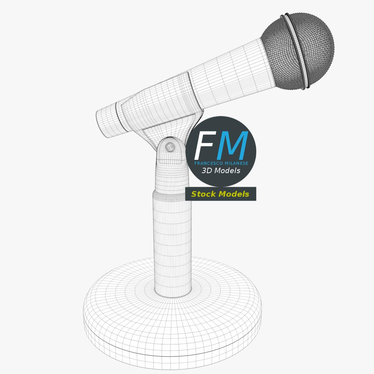 3D-Modell - Mikrofon auf Rundem Tischständer - 08