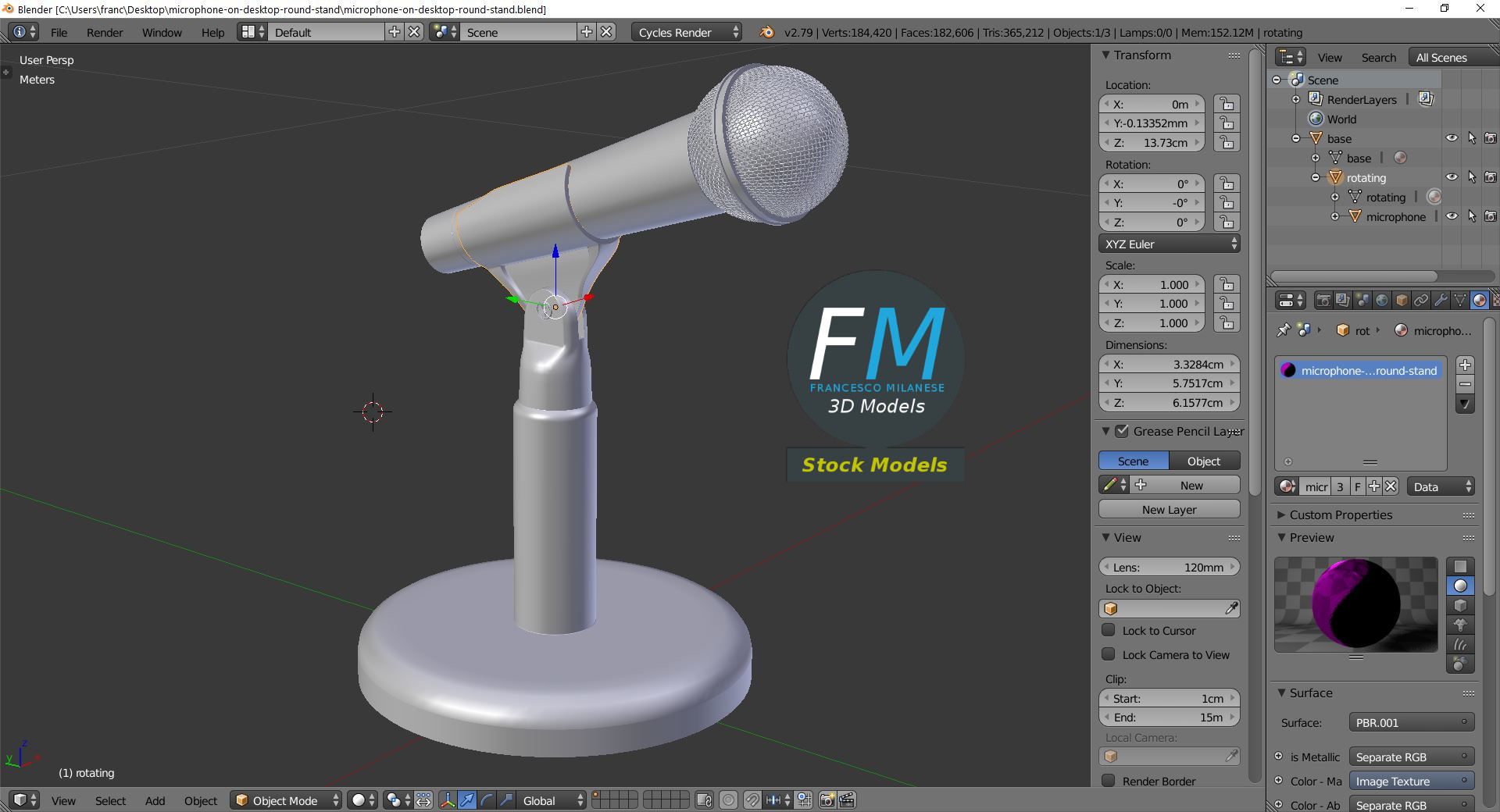 3D-Modell - Mikrofon auf Rundem Tischständer - 09