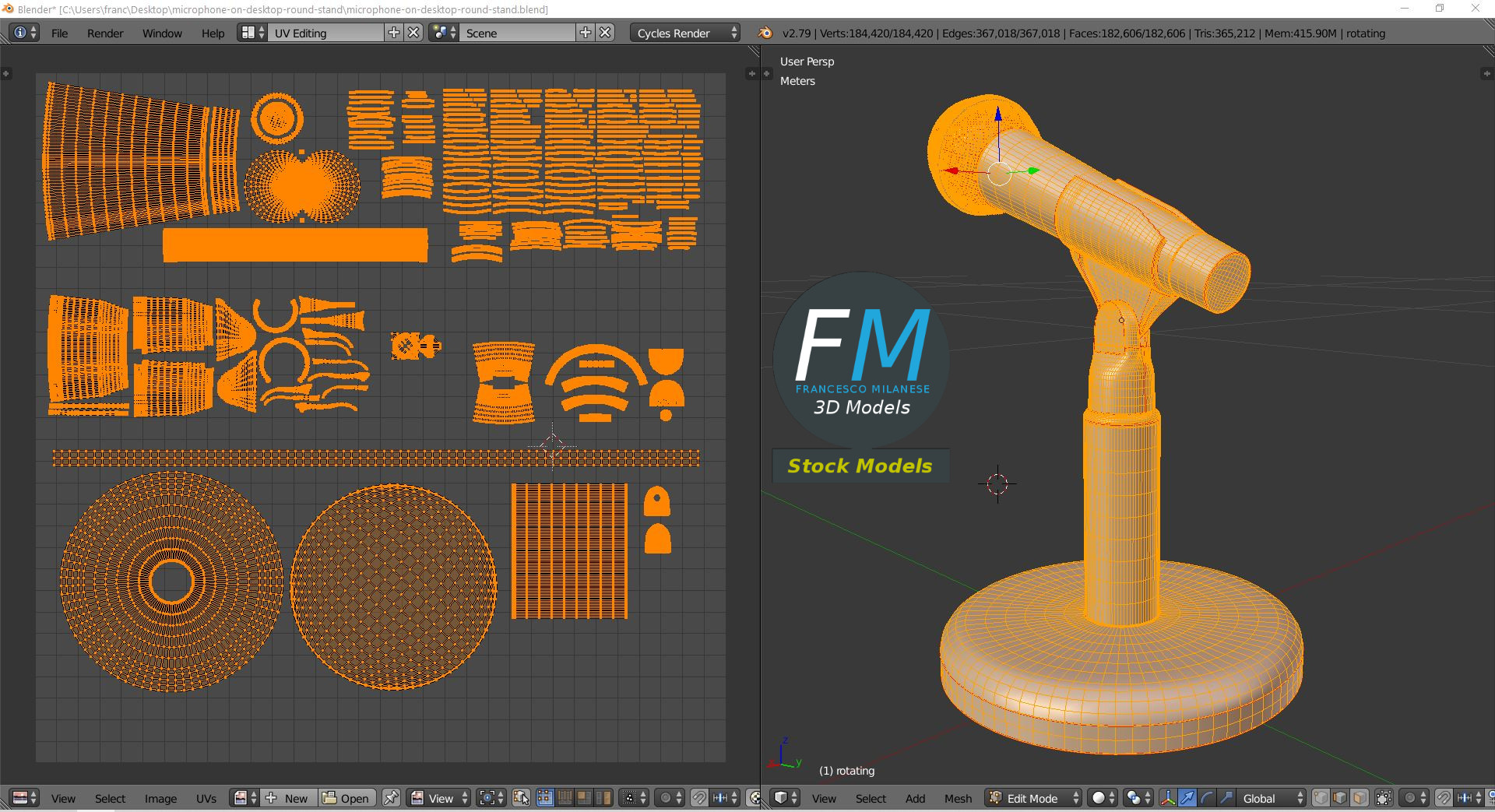 3D-Modell - Mikrofon auf Rundem Tischständer - 10