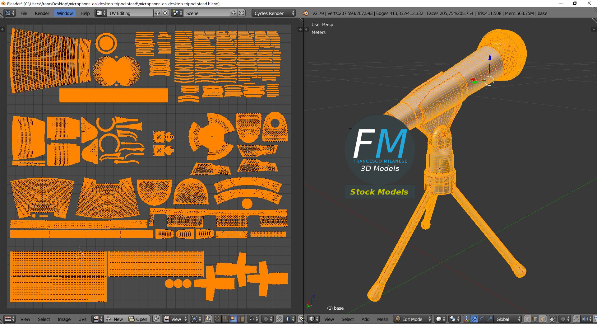 3D-Modell - Mikrofon auf Tischstativ - 10