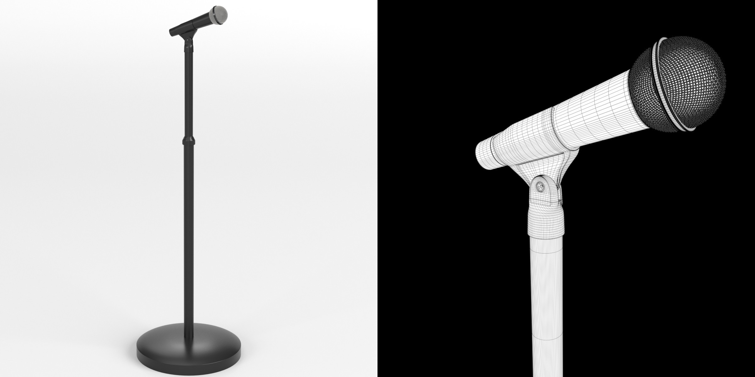 3D-Modell - Mikrofon auf Ständer mit Rundfuß