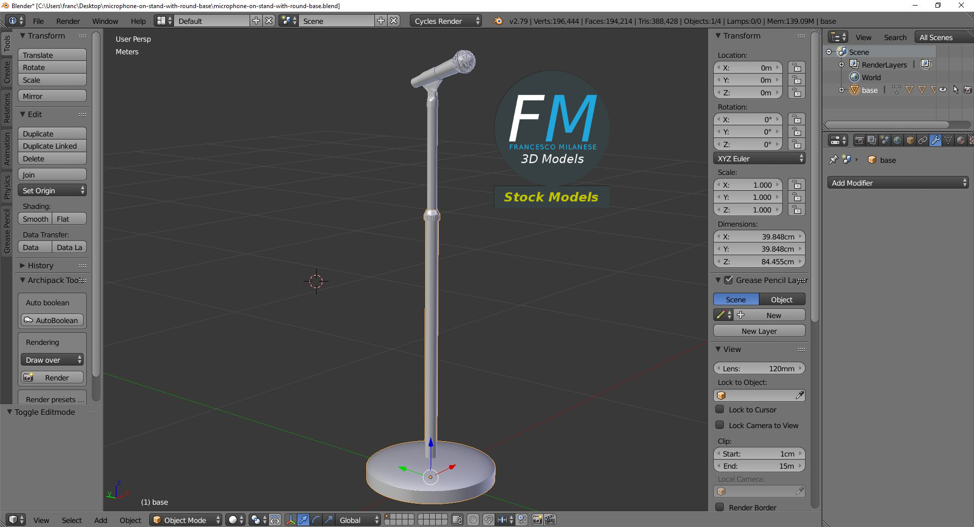 3D-Modell - Mikrofon auf Ständer mit Rundfuß - 09