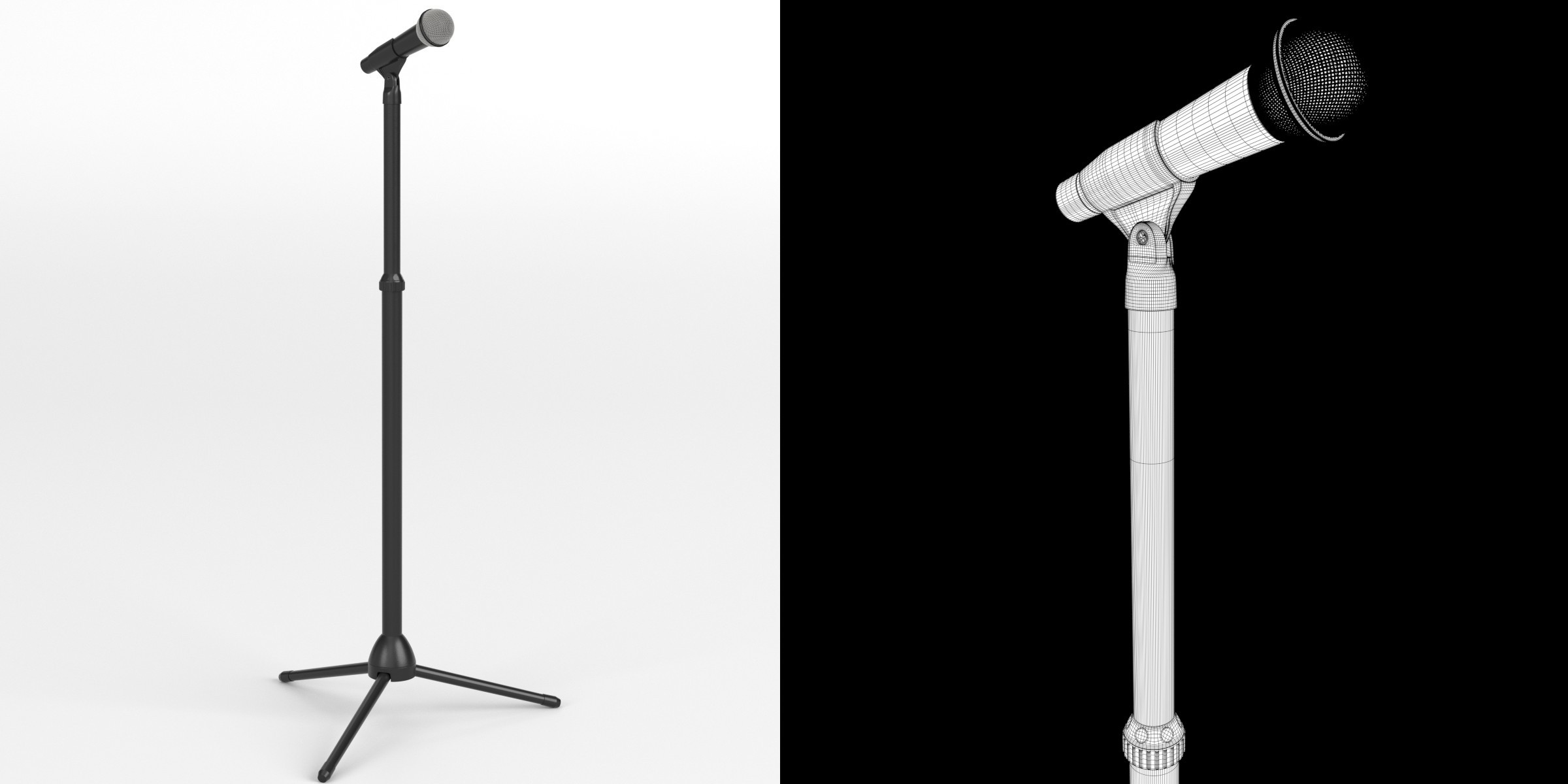 3D-Modell - Mikrofon auf Dreibeinstativ
