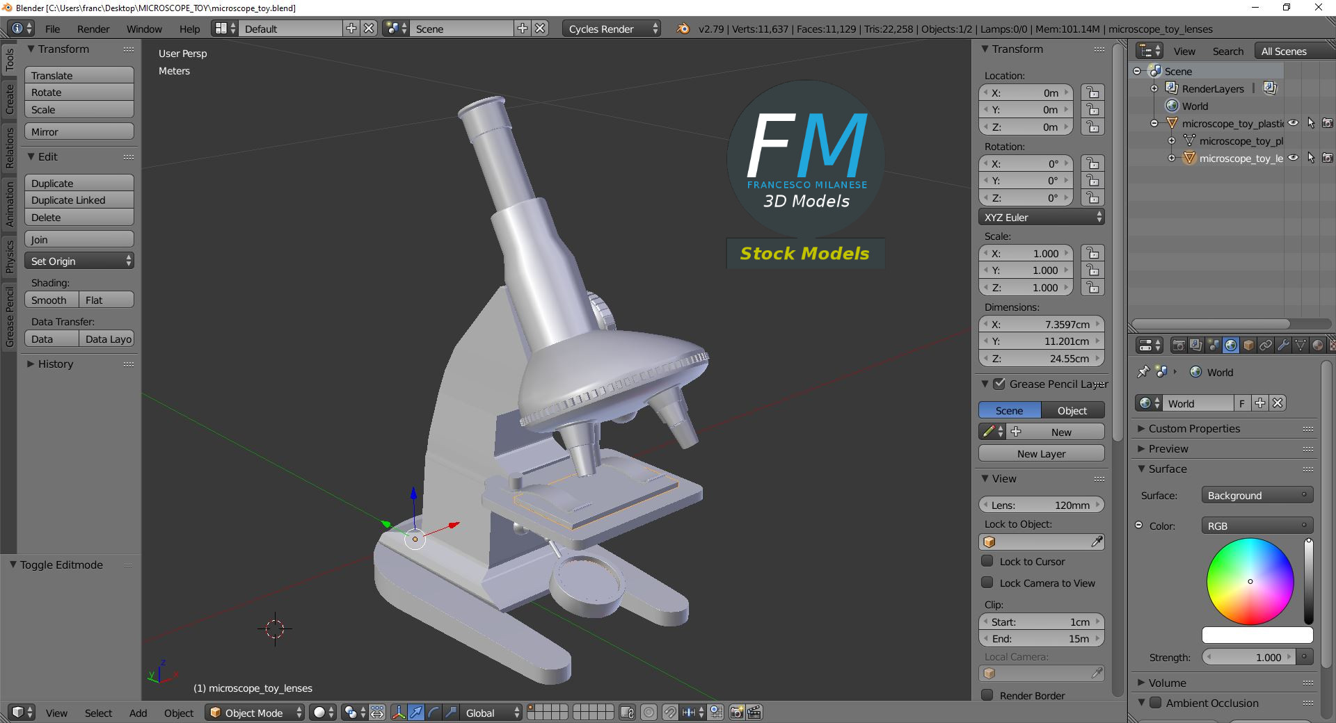 3D-Modell - Spielzeugmikroskop - 09