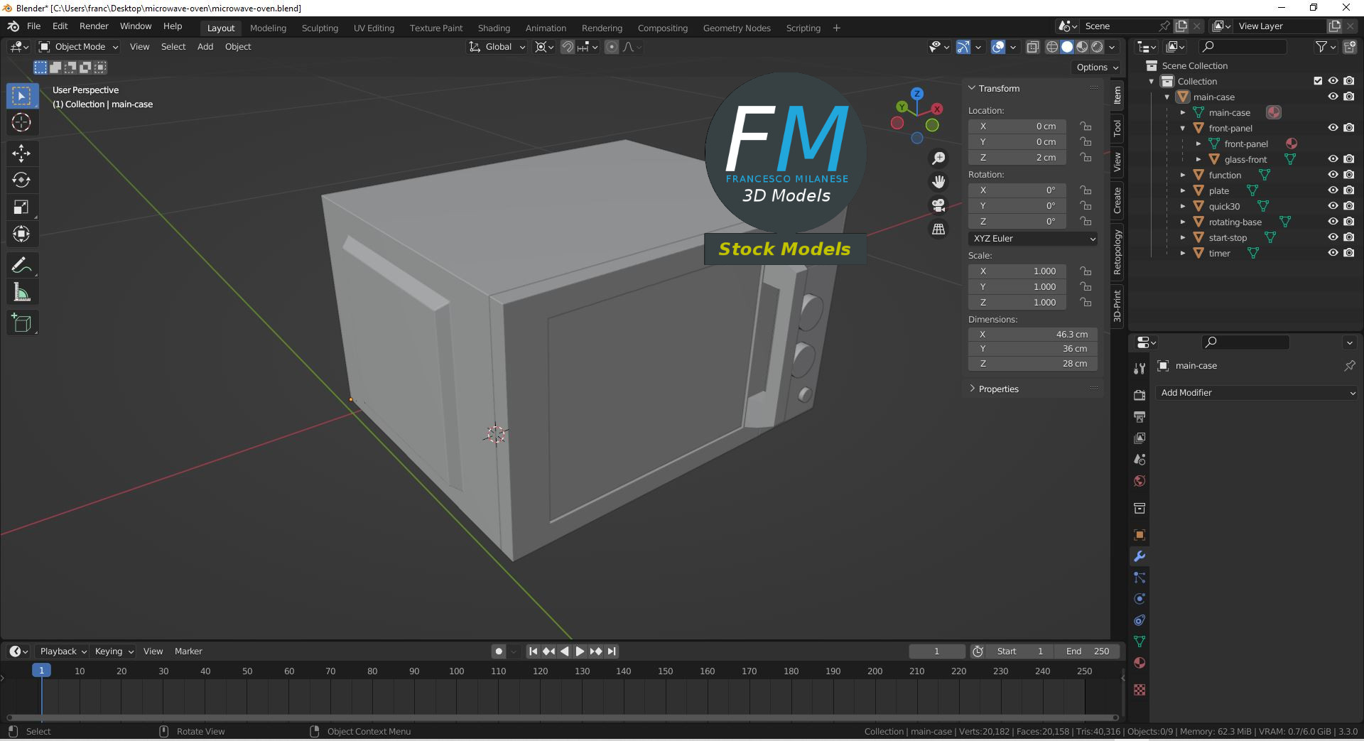 3D-Modell - Mikrowellenofen - 09