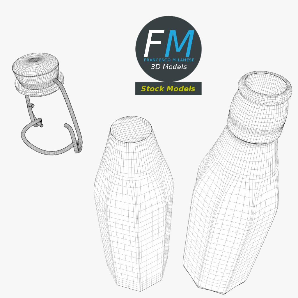 3D-Modell - Milchflasche mit Bügelverschluss - 08