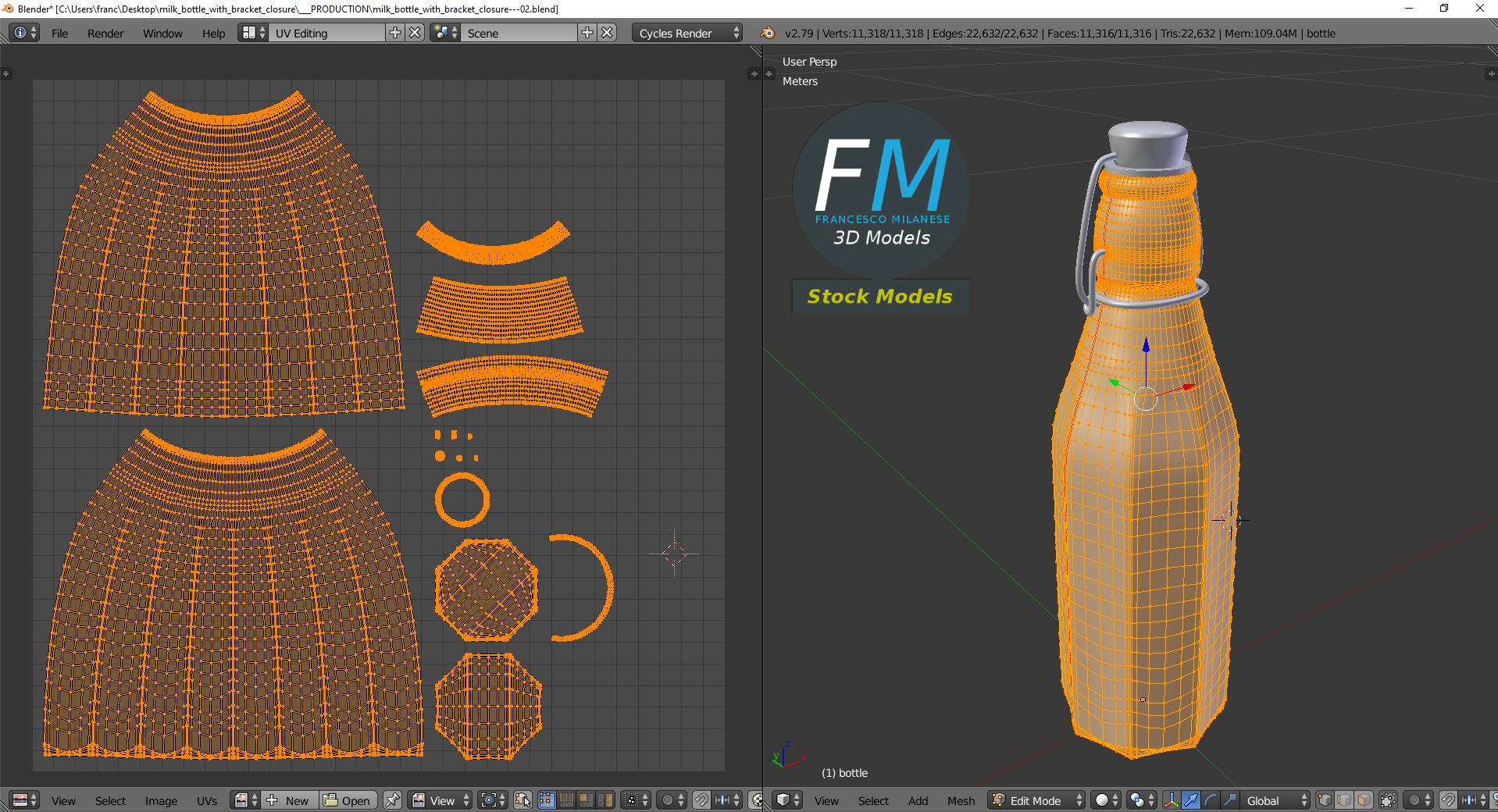 3D-Modell - Milchflasche mit Bügelverschluss - 10