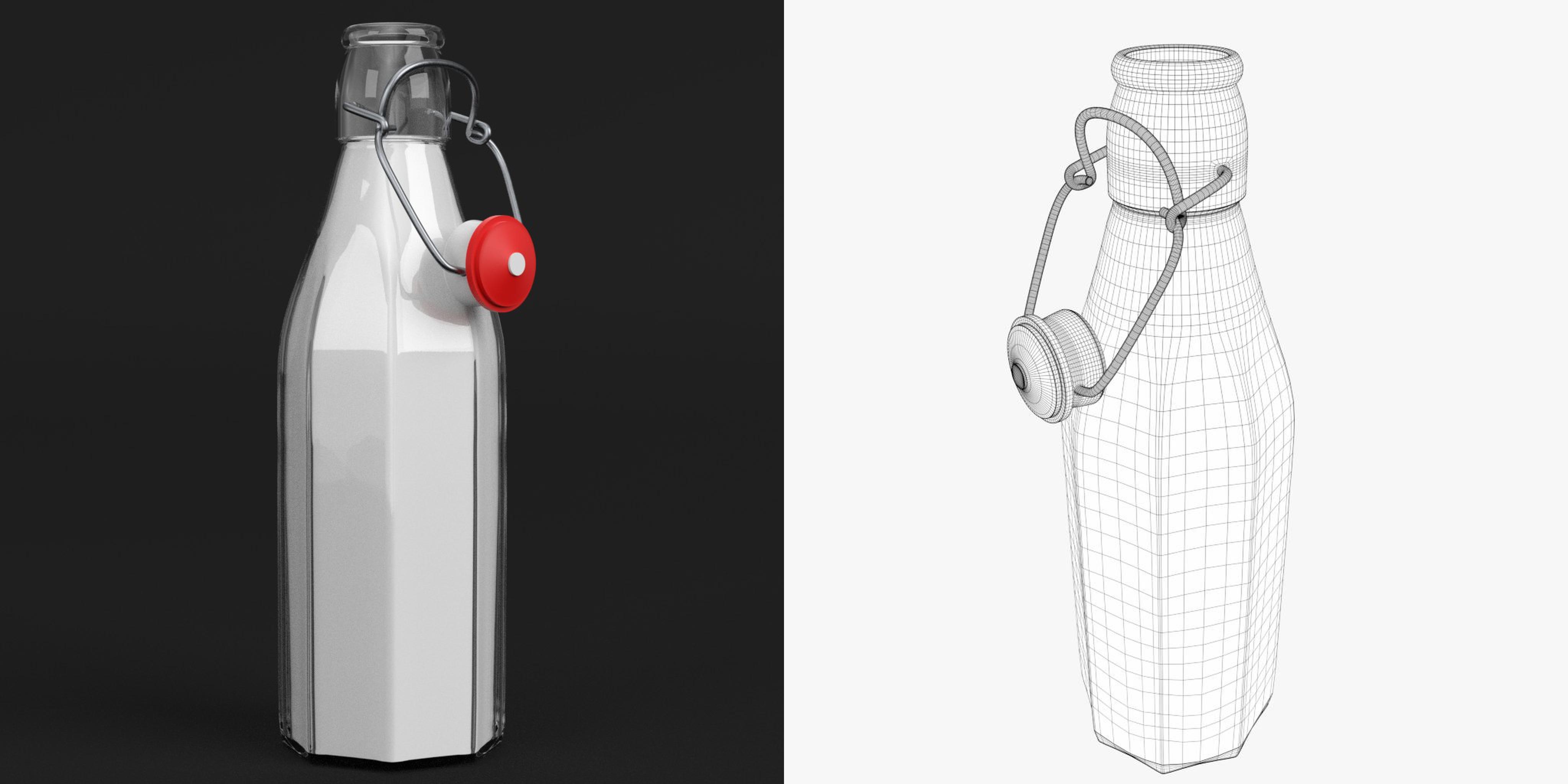 3D-Modell - Offene Milchflasche mit Bügelverschluss