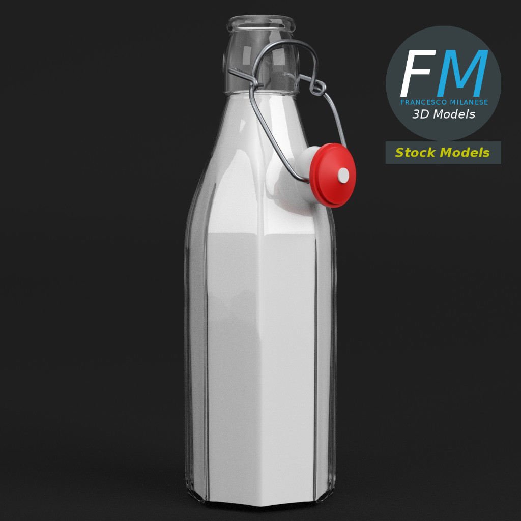 3D-Modell - Offene Milchflasche mit Bügelverschluss - 01