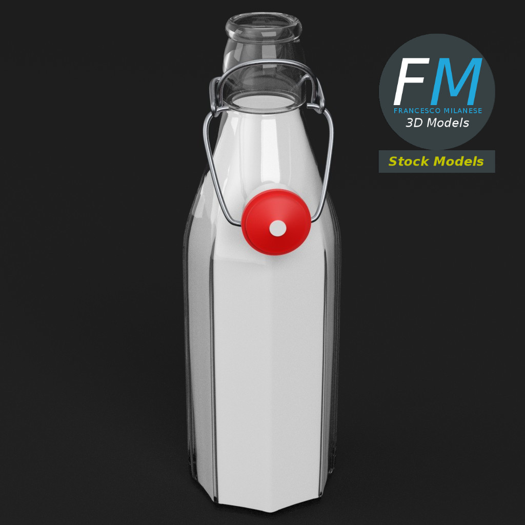 3D-Modell - Offene Milchflasche mit Bügelverschluss - 02