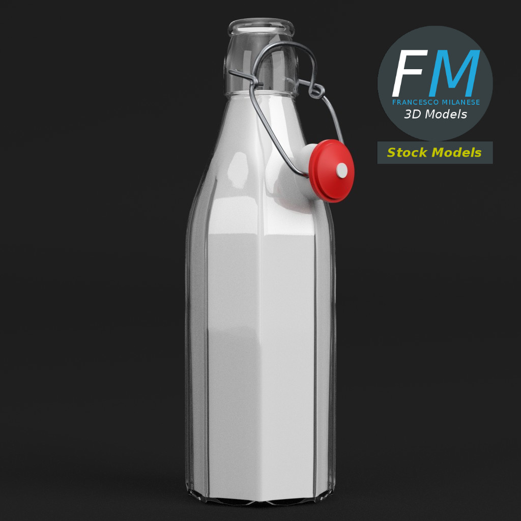 3D-Modell - Offene Milchflasche mit Bügelverschluss - 03