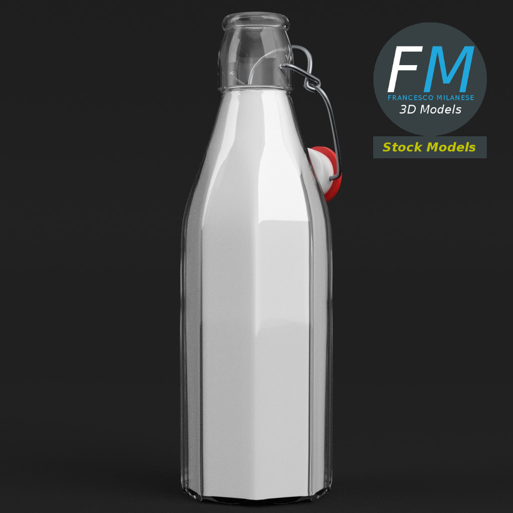 3D-Modell - Offene Milchflasche mit Bügelverschluss - 04