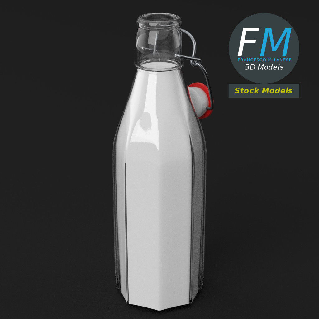 3D-Modell - Offene Milchflasche mit Bügelverschluss - 05