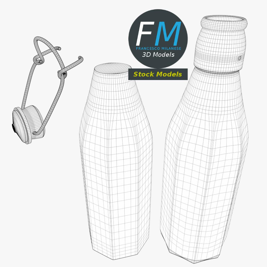 3D-Modell - Offene Milchflasche mit Bügelverschluss - 08