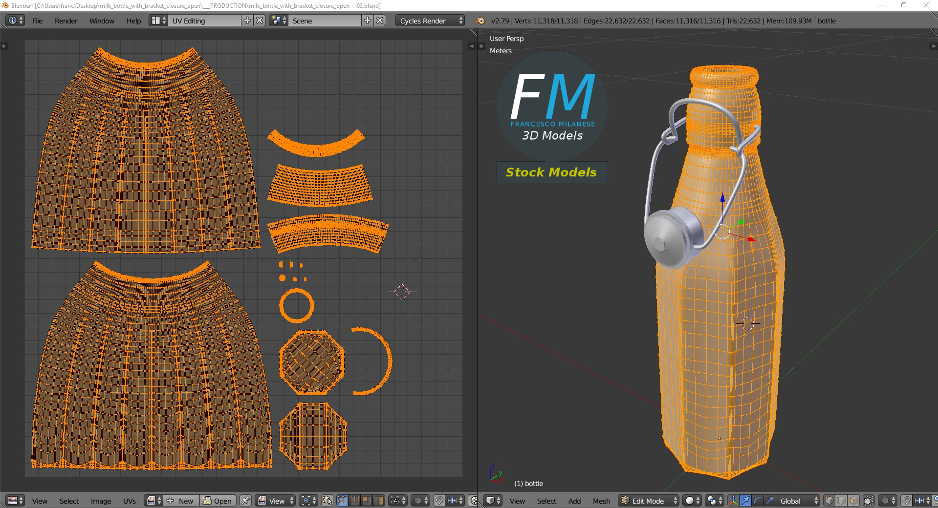 3D-Modell - Offene Milchflasche mit Bügelverschluss - 10