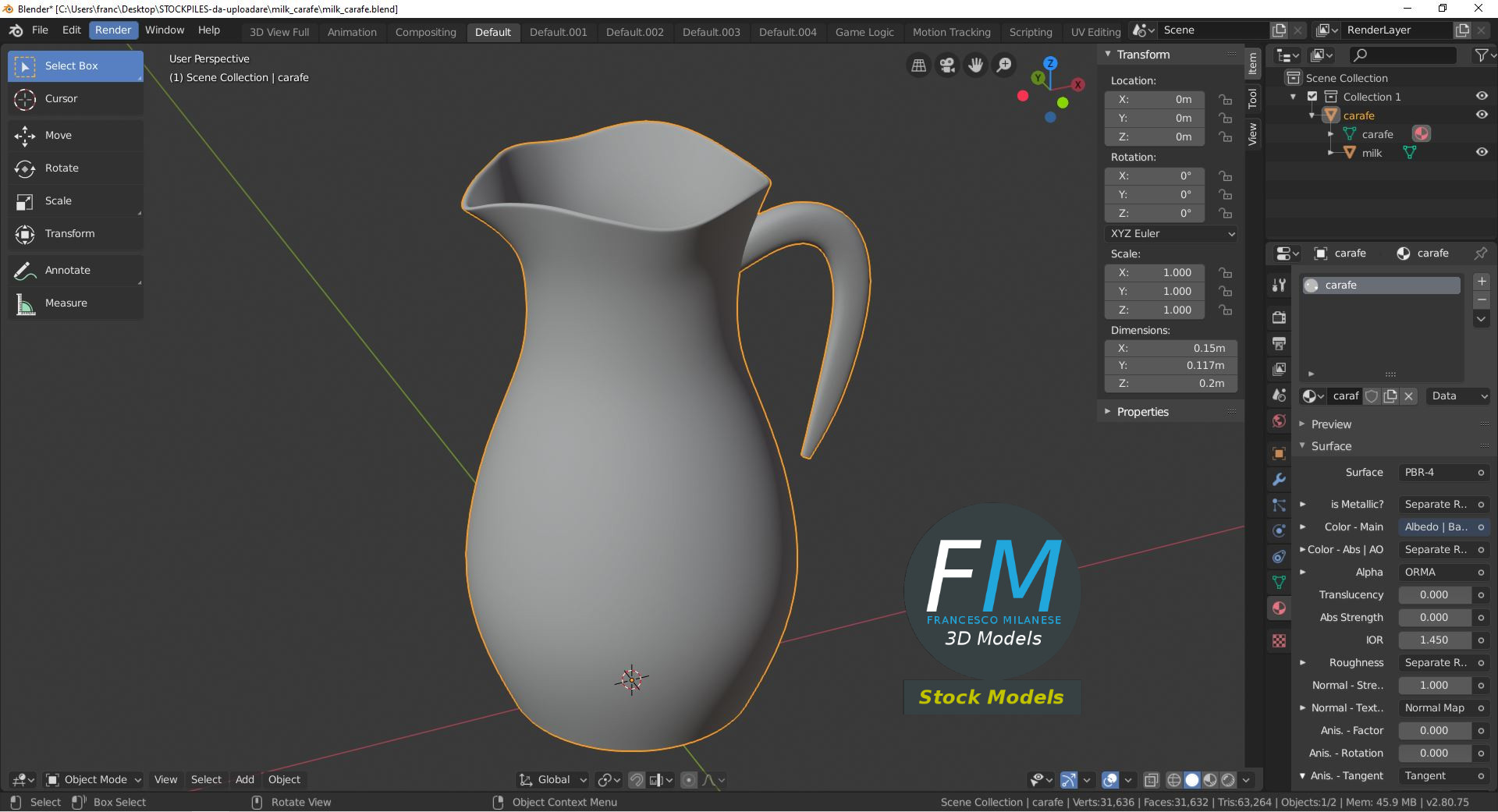 3D-Modell - Milchkaraffe - 09