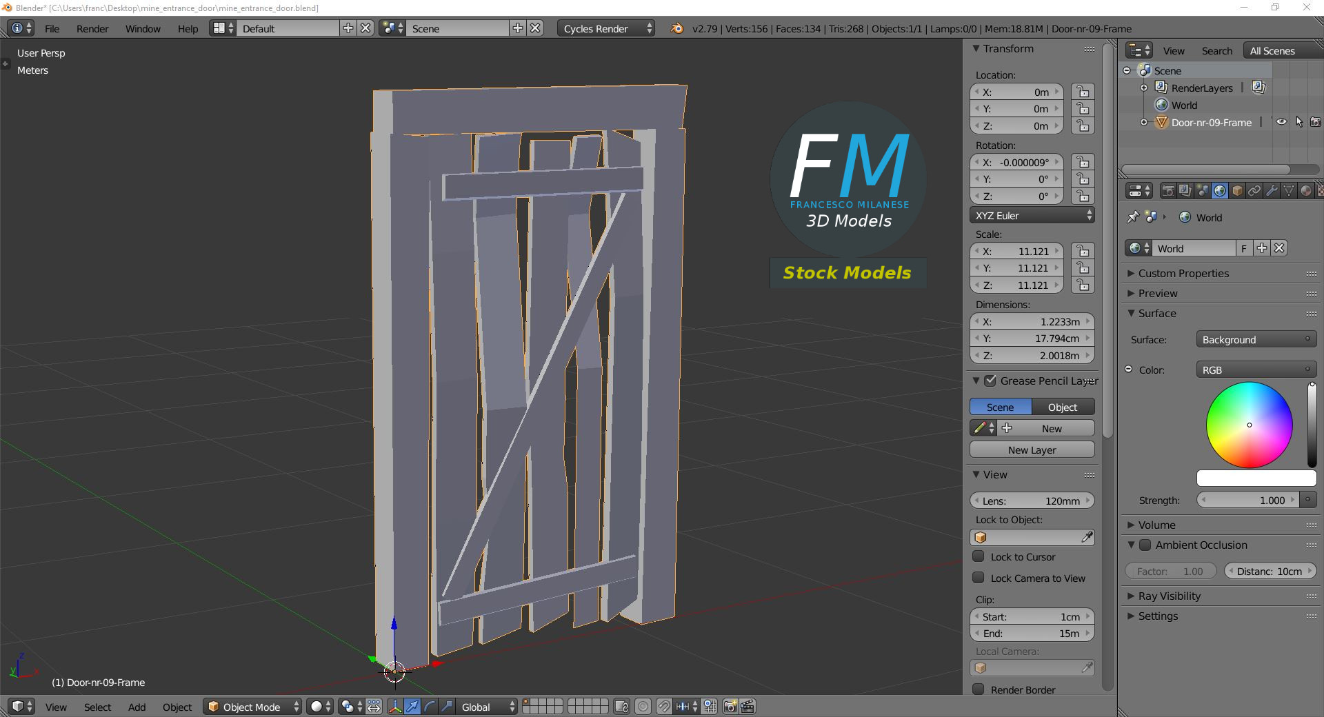 3D-Modell - Bergwerk-Eingangstür - 09