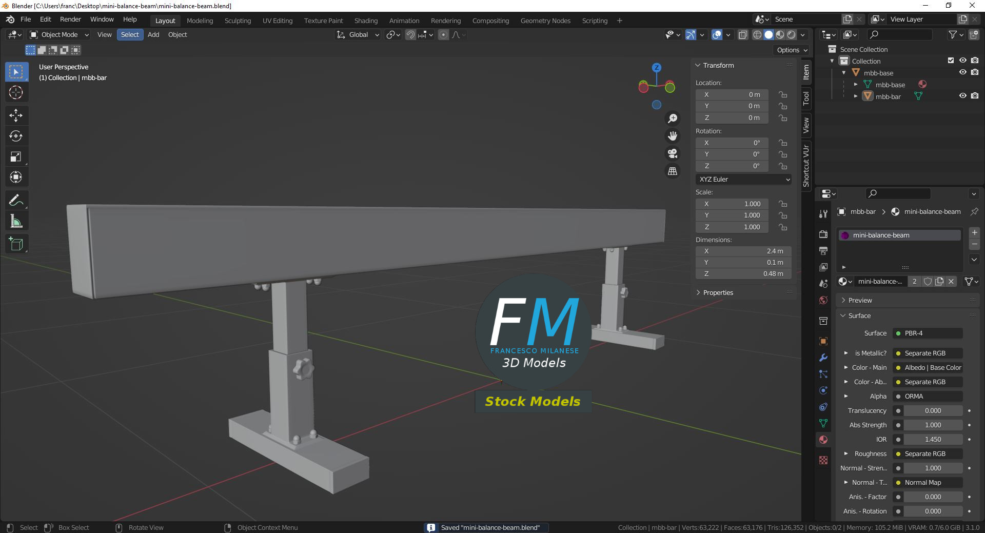 3D-Modell - Mini-Schwebebalken - 09