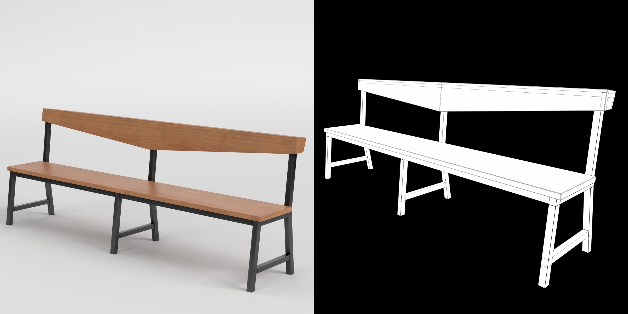 3D-Modell - Minimalistische Holzbank für den Flur