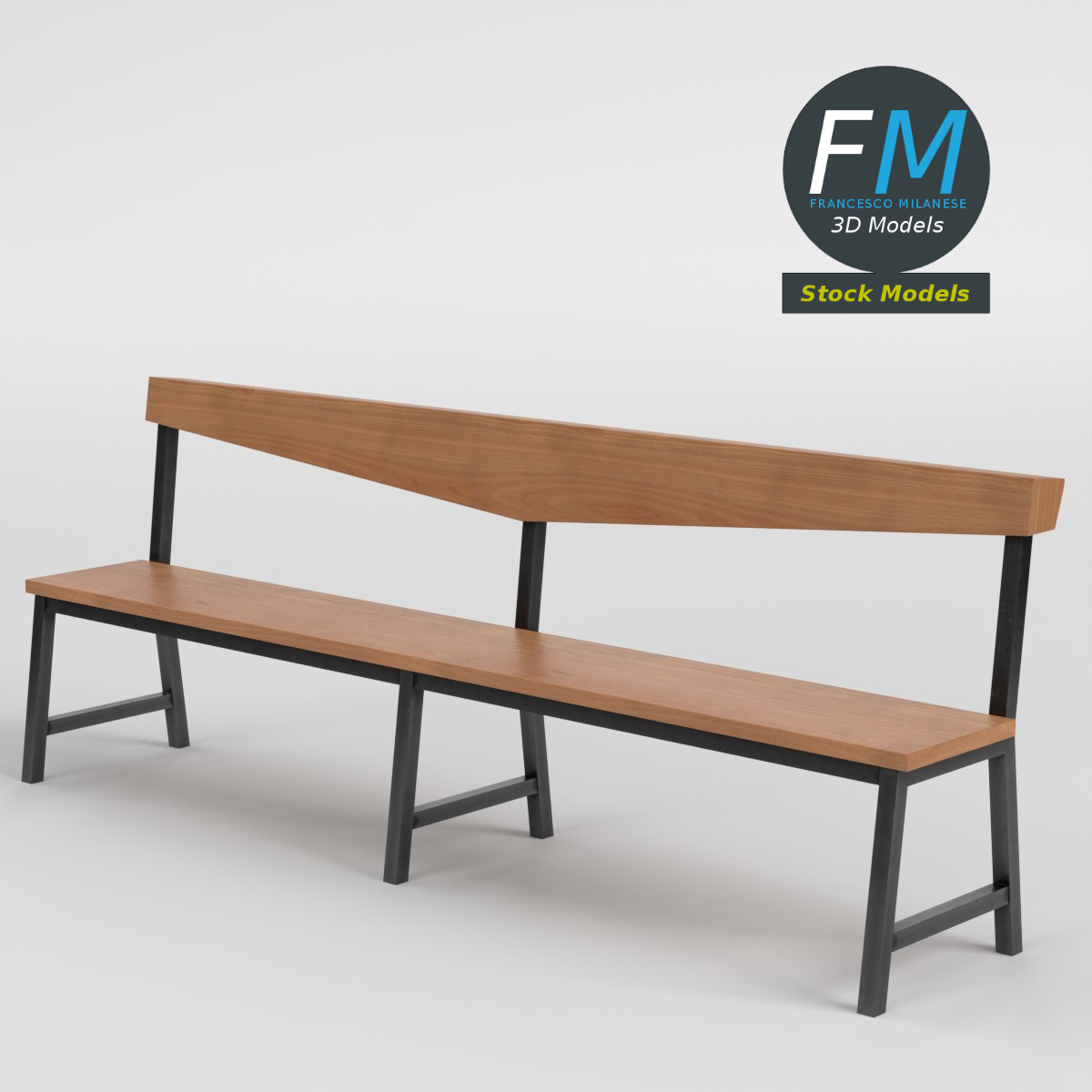 3D-Modell - Minimalistische Holzbank für den Flur - 01