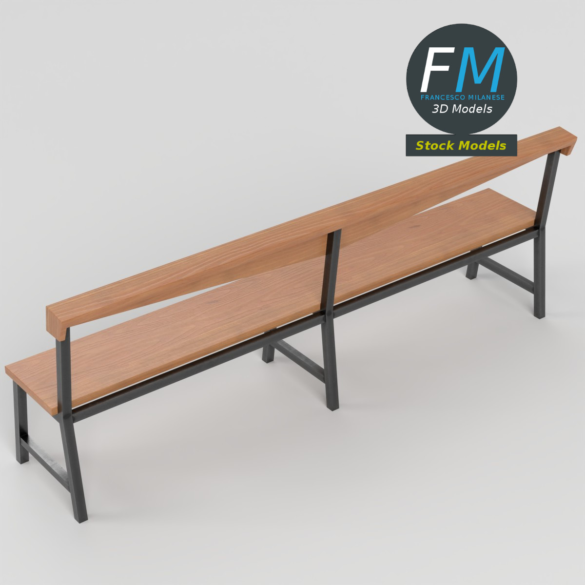 3D-Modell - Minimalistische Holzbank für den Flur - 02