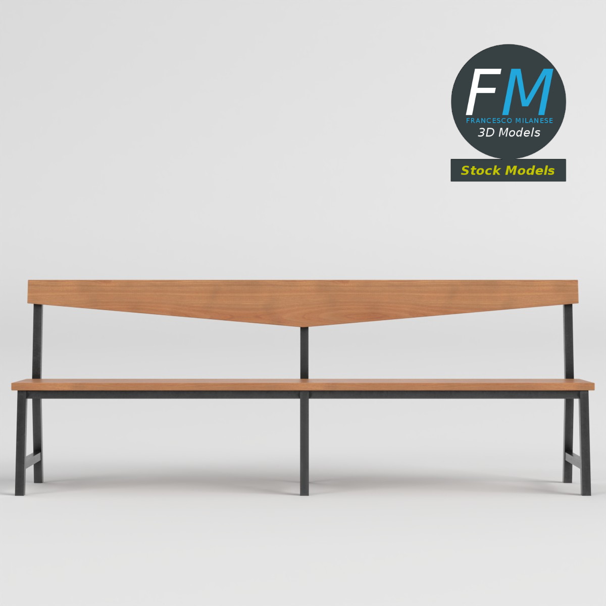 3D-Modell - Minimalistische Holzbank für den Flur - 03