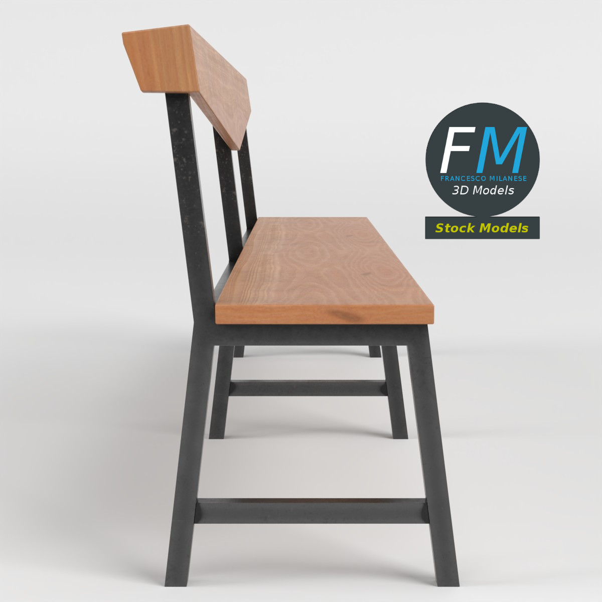 3D-Modell - Minimalistische Holzbank für den Flur - 04