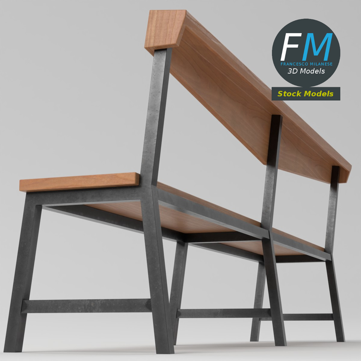 3D-Modell - Minimalistische Holzbank für den Flur - 05