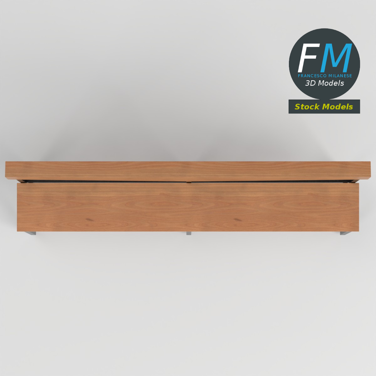 3D-Modell - Minimalistische Holzbank für den Flur - 06